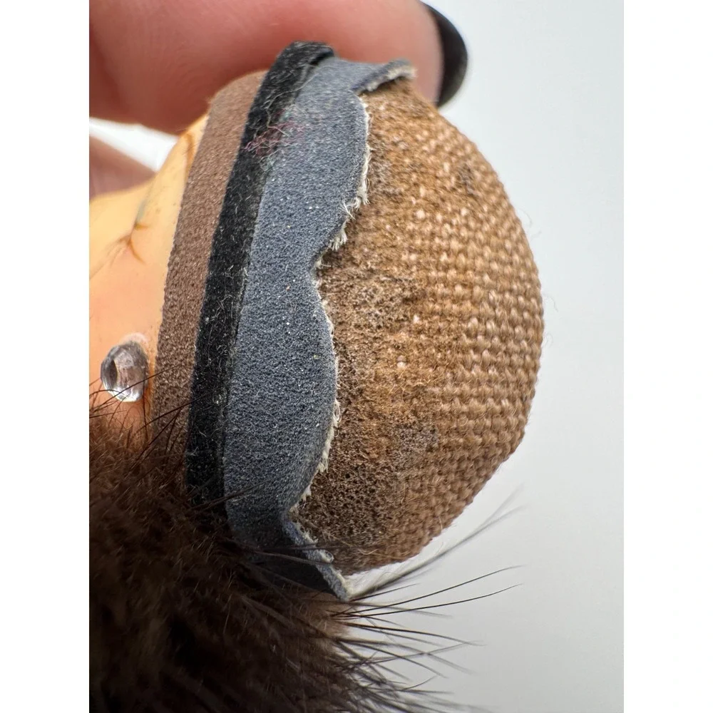 Vintage Face Pin Fur Trim Brown
